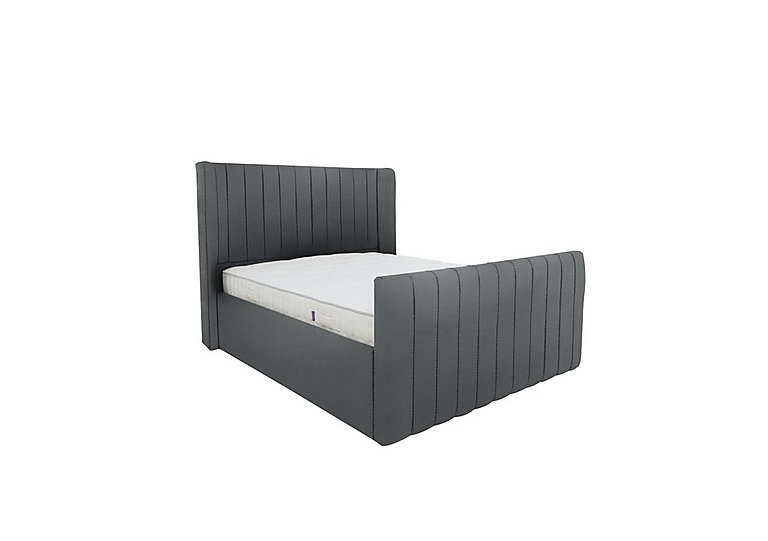 Eira High Foot End Bed Frame - Double - Velvet Steel