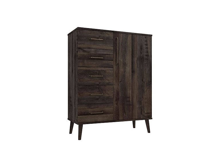 London Bedrooms  Finchley 5 Drawer Chest with Wardrobe  Dark Oak | Bed Sava