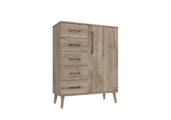 London Bedrooms  Finchley 5 Drawer Chest with Wardrobe  Italian Natural Oak | Bed Sava