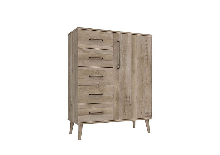 London Bedrooms  Finchley 5 Drawer Chest with Wardrobe  Italian Natural Oak | Bed Sava