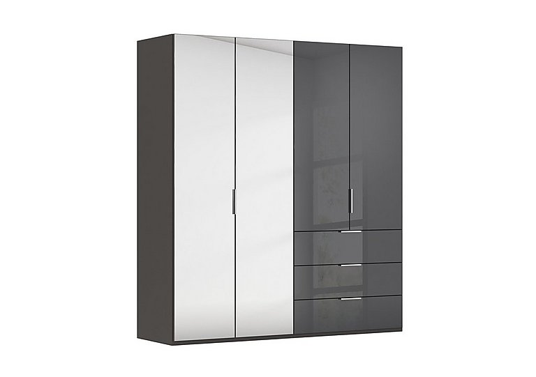Rauch - Formes 4 Door Bifold Combi Wardrobe with 2 Full-Height Mirror Doors - Graphite/Basalt Front