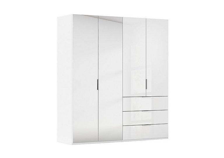 Rauch - Formes 4 Door Bifold Combi Wardrobe with 2 Full-Height Mirror Doors - White/White Front