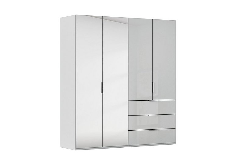Rauch - Formes 4 Door Bifold Combi Wardrobe with 2 Full-Height Mirror Doors - Silk Grey/Silk Grey Front