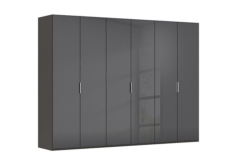 Rauch - Formes 6 Door Bifold Wardrobe with Glass Doors - Graphite/Basalt Front