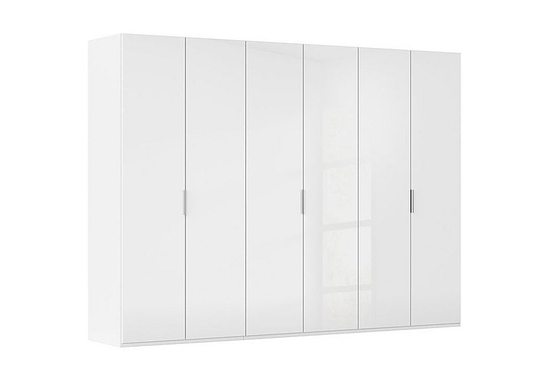 Rauch - Formes 6 Door Bifold Wardrobe with Glass Doors - White/White Front