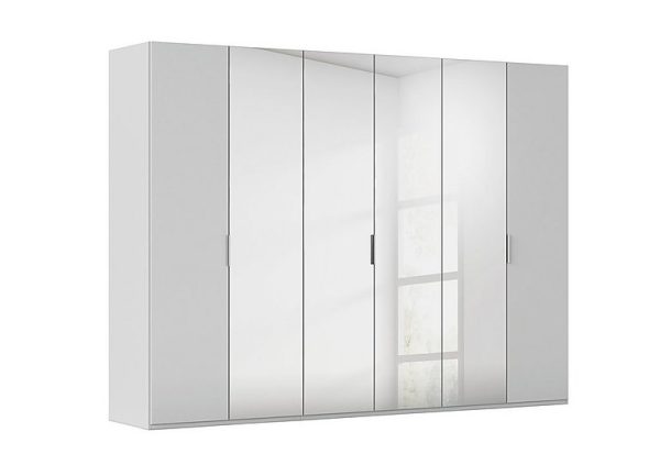 Rauch  Formes 6 Door Bifold Glass Wardrobe with 4 Mirror Doors  Silk GreySilk Grey Front | Bed Sava