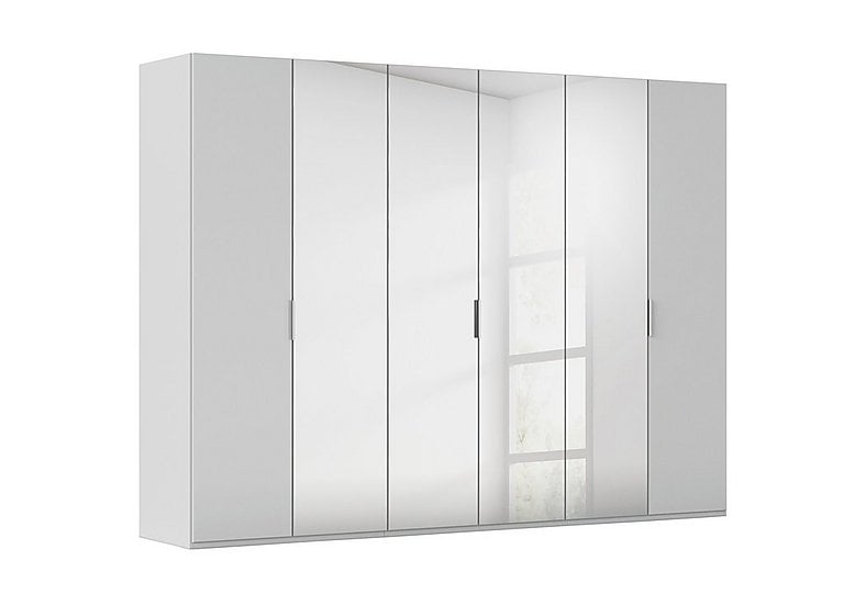 Rauch - Formes 6 Door Bifold Glass Wardrobe with 4 Mirror Doors - Silk Grey/Silk Grey Front