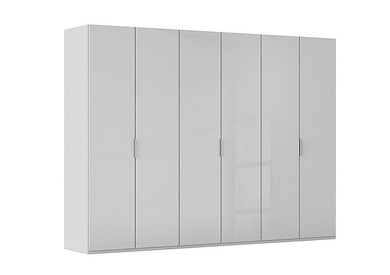 Rauch - Formes 6 Door Bifold Wardrobe with Glass Doors - Silk Grey/Silk Grey Front