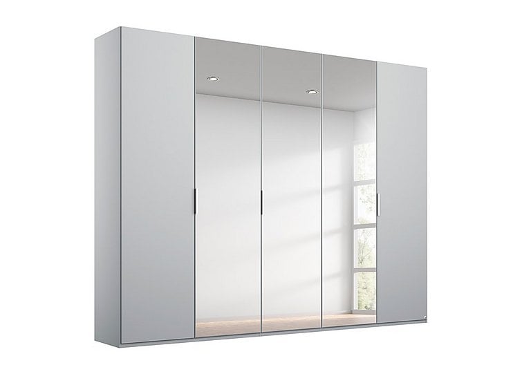 Rauch - Formes Decor 5 Door Hinged Wardrobe with 3 Mirrors - Silk Grey