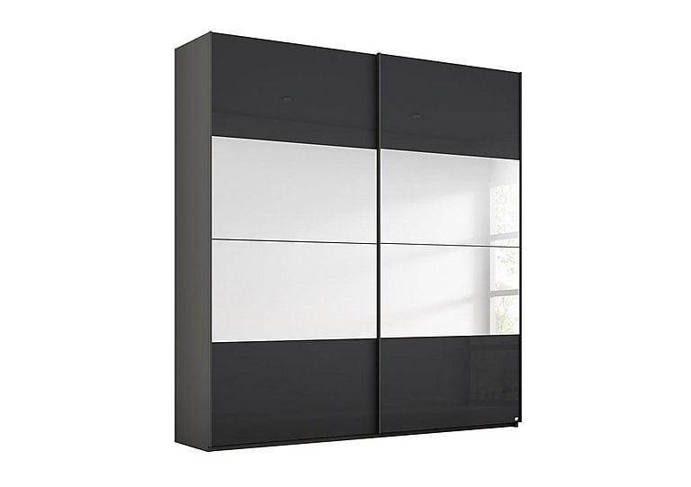 Rauch - Formes Glass 2 Door Sliding Wardrobe with Mirror - Graphite/Basalt Front