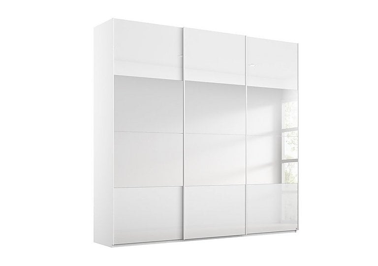 Rauch - Formes Glass 3 Door Sliding Wardrobe with Horizontal Mirrors - White/White Front