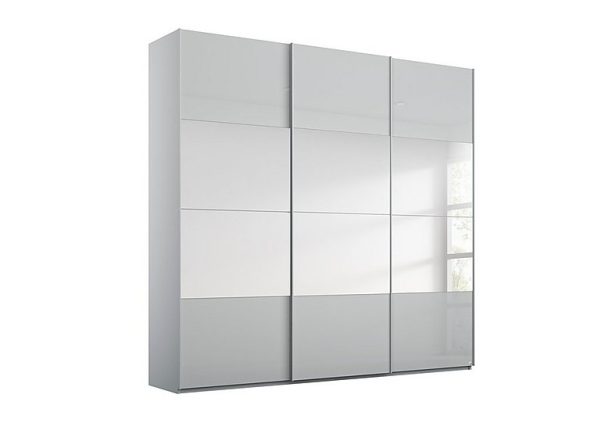 Rauch  Formes Glass 3 Door Sliding Wardrobe with Horizontal Mirrors  Silk GreySilk Grey Front | Bed Sava