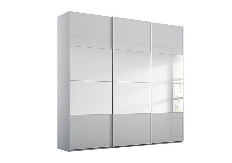 Rauch - Formes Glass 3 Door Sliding Wardrobe with Horizontal Mirrors - Silk Grey/Silk Grey Front