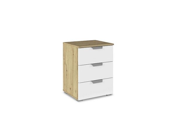 Rauch  Freja 3 Drawer Decor Bedside Cabinet  Alpine White | Bed Sava