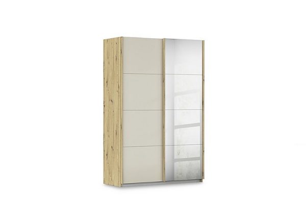 Rauch  Freja 136cm 2 Door Sliding Glass Wardrobe With Mirror Door | Bed Sava