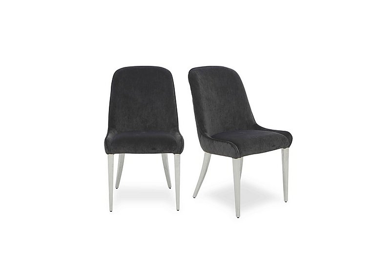 Gabana Pair of Velvet Dining Chairs - Charcoal
