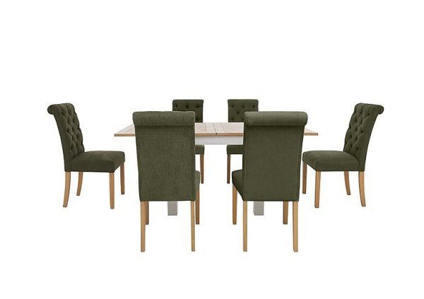 Furnitureland  Hamilton Flip Top Dining Table and 6 Button Back Chairs  Forest | Bed Sava