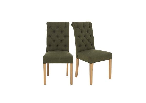 Furnitureland  Hamilton Pair of Button Back Dining Chairs  Forest | Bed Sava