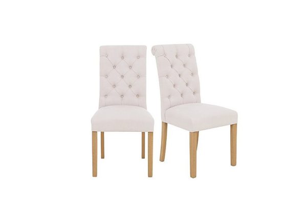 Furnitureland  Hamilton Pair of Button Back Dining Chairs  Taupe | Bed Sava