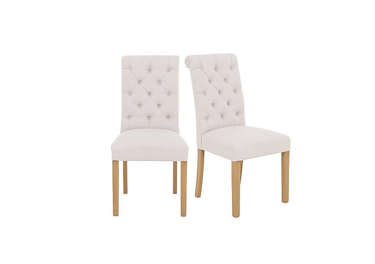 Furnitureland - Hamilton Pair of Button Back Dining Chairs - Taupe