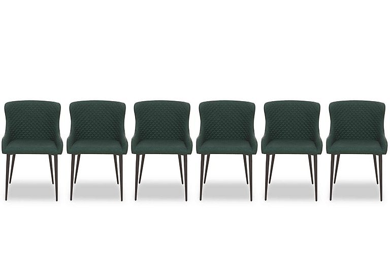 Hanoi Set of 6 Faux Leather Dining Chairs - Bottle Green