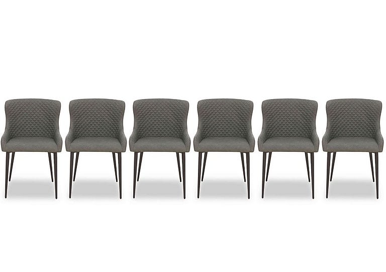 Hanoi Set of 6 Faux Leather Dining Chairs - Slate Grey