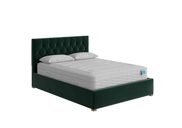 Henry Ottoman Bed Frame  King Size  Plush Velvet Forest Green | Bed Sava