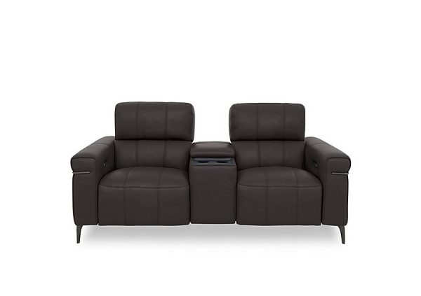 Homestage NC Leather 2 Seater Power Recliner Media Sofa with Console and Power Headrests | Bed Sava