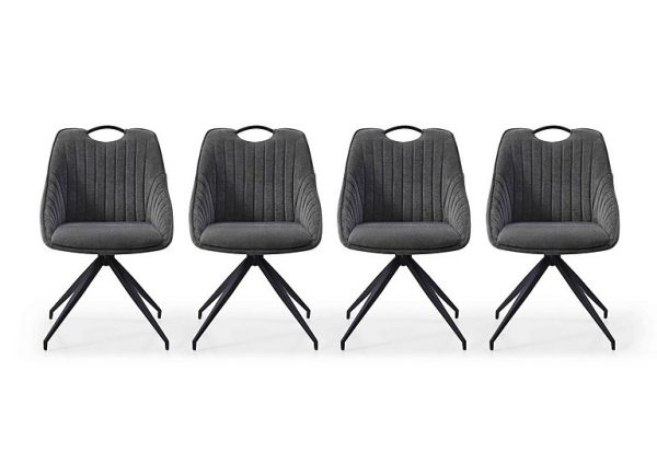 Jai Set of 4 Swivel Dining Chairs  Dark Grey | Bed Sava