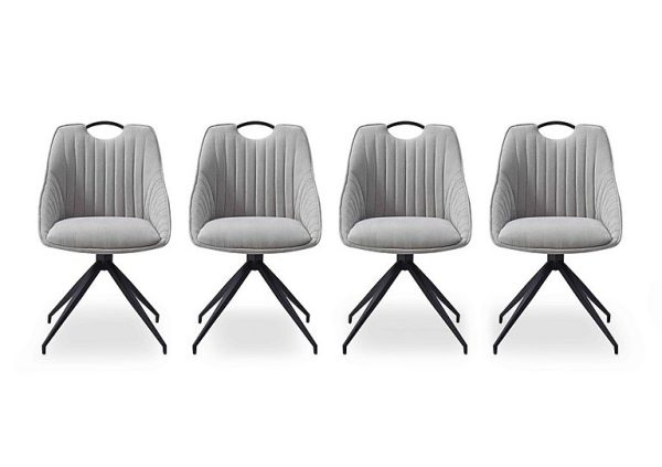 Jai Set of 4 Swivel Dining Chairs  Silver | Bed Sava