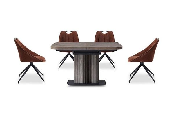Jai Small Extending Dining Table with 4 Swivel Chairs | Bed Sava