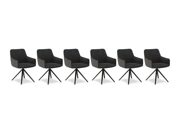 Jose Set of 6 Swivel Dining Arm Chairs  Anthracite | Bed Sava
