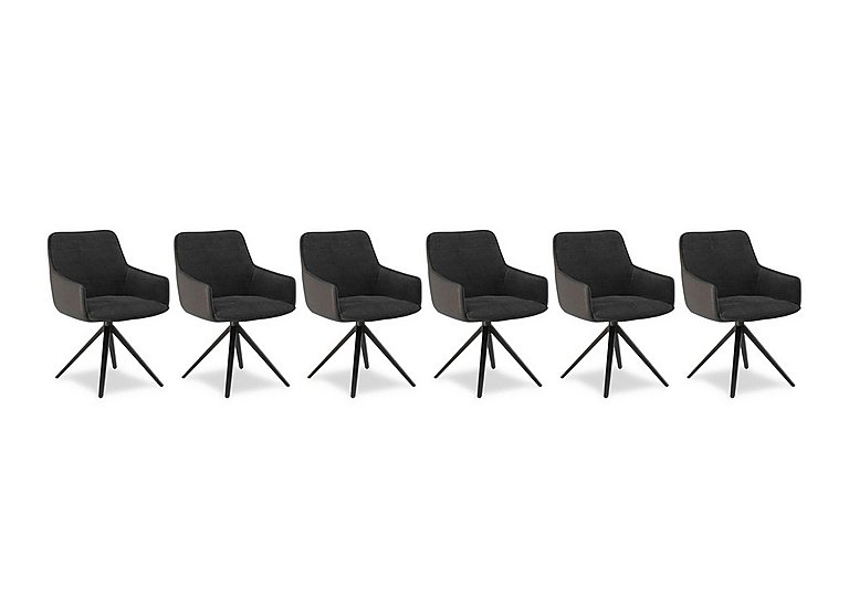 Jose Set of 6 Swivel Dining Arm Chairs - Anthracite