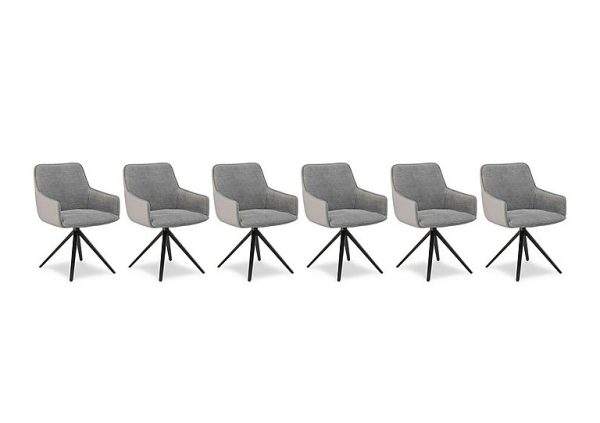 Jose Set of 6 Swivel Dining Arm Chairs  Stone | Bed Sava