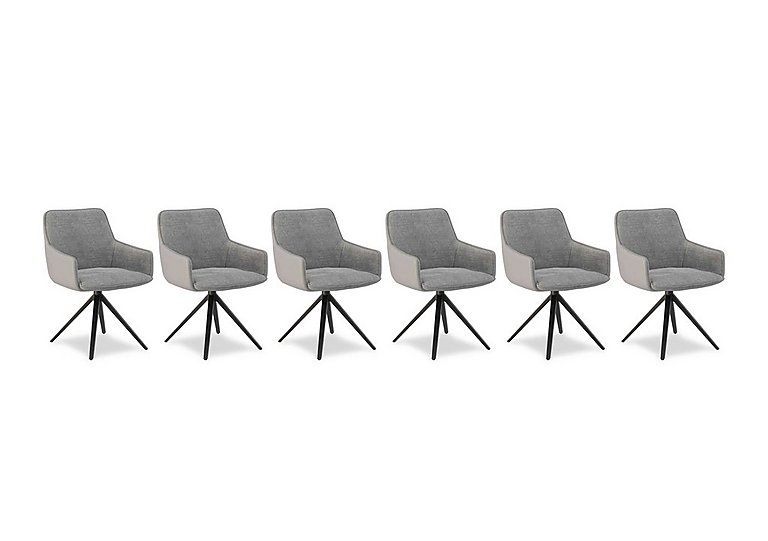 Jose Set of 6 Swivel Dining Arm Chairs - Stone