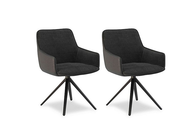 Jose Pair of Swivel Dining Arm Chairs - Anthracite