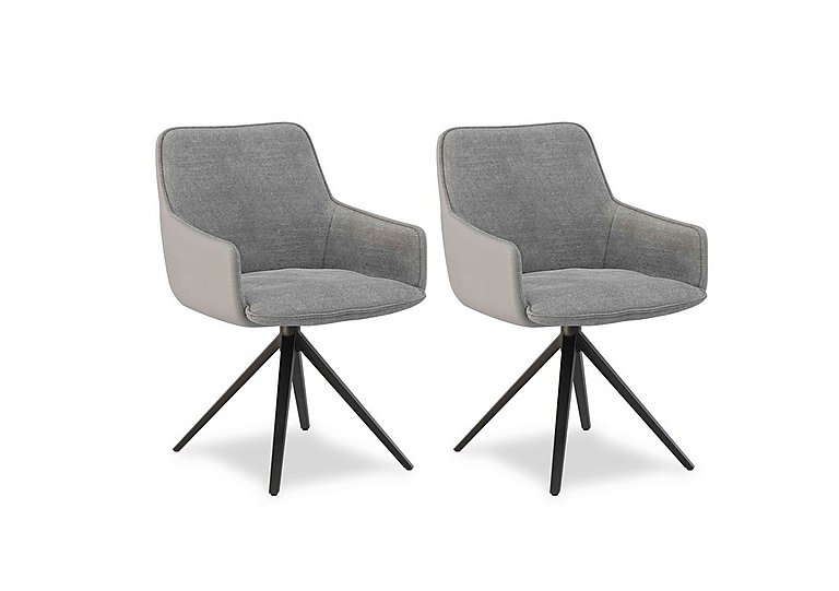 Jose Pair of Swivel Dining Arm Chairs - Stone
