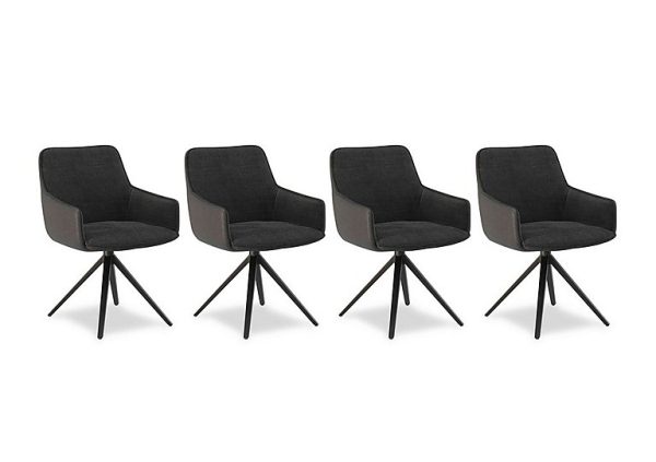 Jose Set of 4 Swivel Dining Arm Chairs  Anthracite | Bed Sava