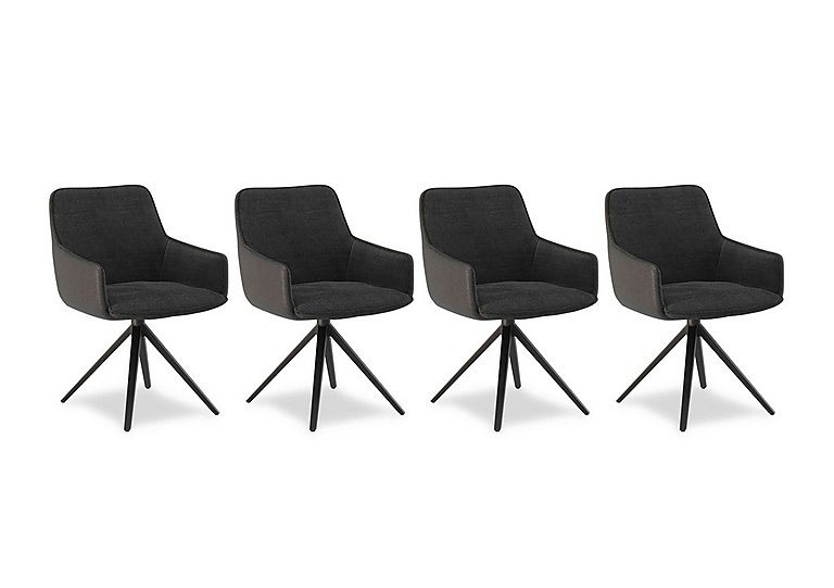 Jose Set of 4 Swivel Dining Arm Chairs - Anthracite