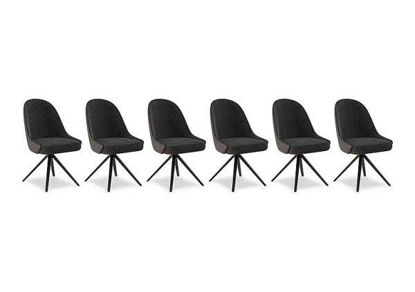 Jose Set of 6 Swivel Dining Chairs  Anthracite | Bed Sava