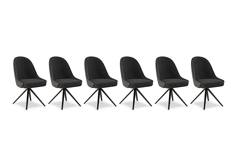 Jose Set of 6 Swivel Dining Chairs - Anthracite