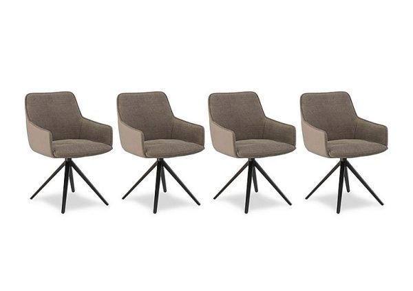 Jose Set of 4 Swivel Dining Arm Chairs | Bed Sava