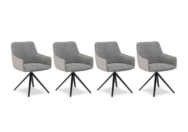 Jose Set of 4 Swivel Dining Arm Chairs  Stone | Bed Sava