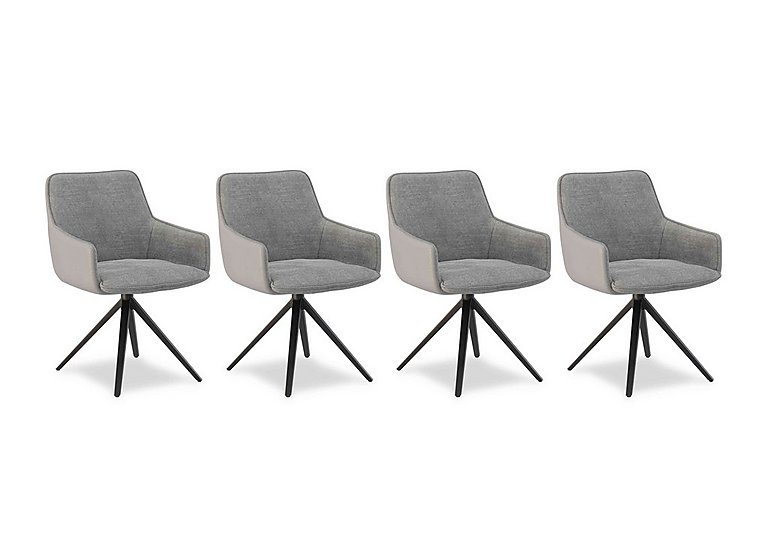 Jose Set of 4 Swivel Dining Arm Chairs - Stone
