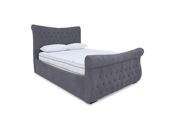 Sleep Story  Lance Right Hand Side Opening Ottoman Bed Frame  Super King  Plush Arctic Grey | Bed Sava