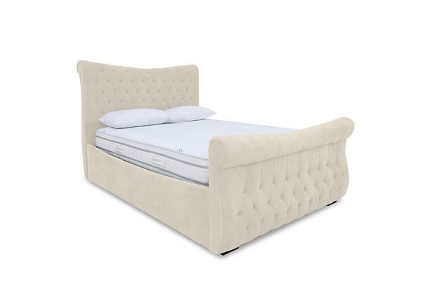 Sleep Story  Lance Right Hand Side Opening Ottoman Bed Frame  Double  Plush Ecru | Bed Sava