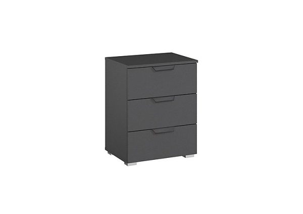 Rauch  Lima 3 Drawer Bedside Cabinet with Decor Front  Met Grey | Bed Sava