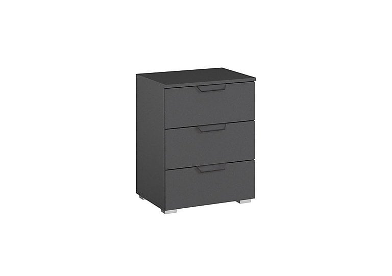 Rauch - Lima 3 Drawer Bedside Cabinet with Decor Front - Met Grey