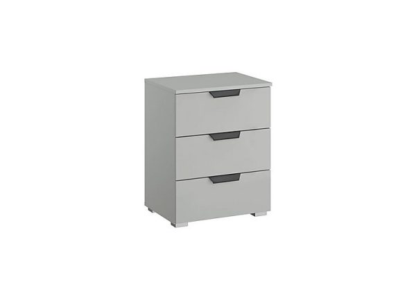 Rauch  Lima 3 Drawer Bedside Cabinet with Decor Front  Silk Grey | Bed Sava