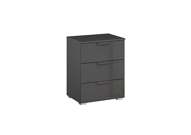 Rauch - Lima 3 Drawer Bedside Cabinet with Glass Front - Black